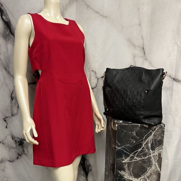Anthropologie red mid length dress with side cut outs - Picture 7 of 9